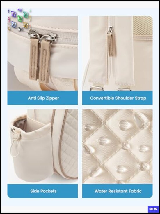 Quilted Tennis Sling Crossbody Backpack Water Resistant Racket Bag for Women Men main image 6